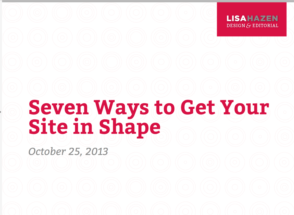 Seven Ways to Get Your Site in Shape