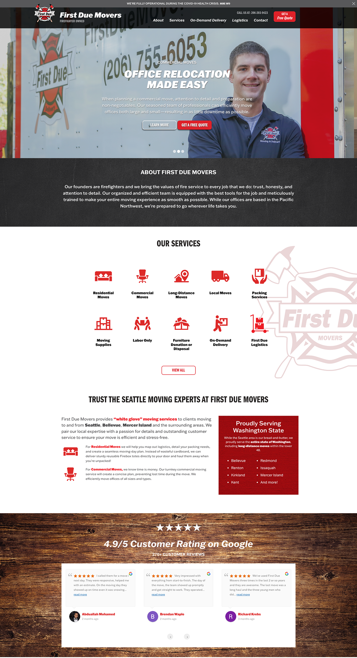 First Due Movers website