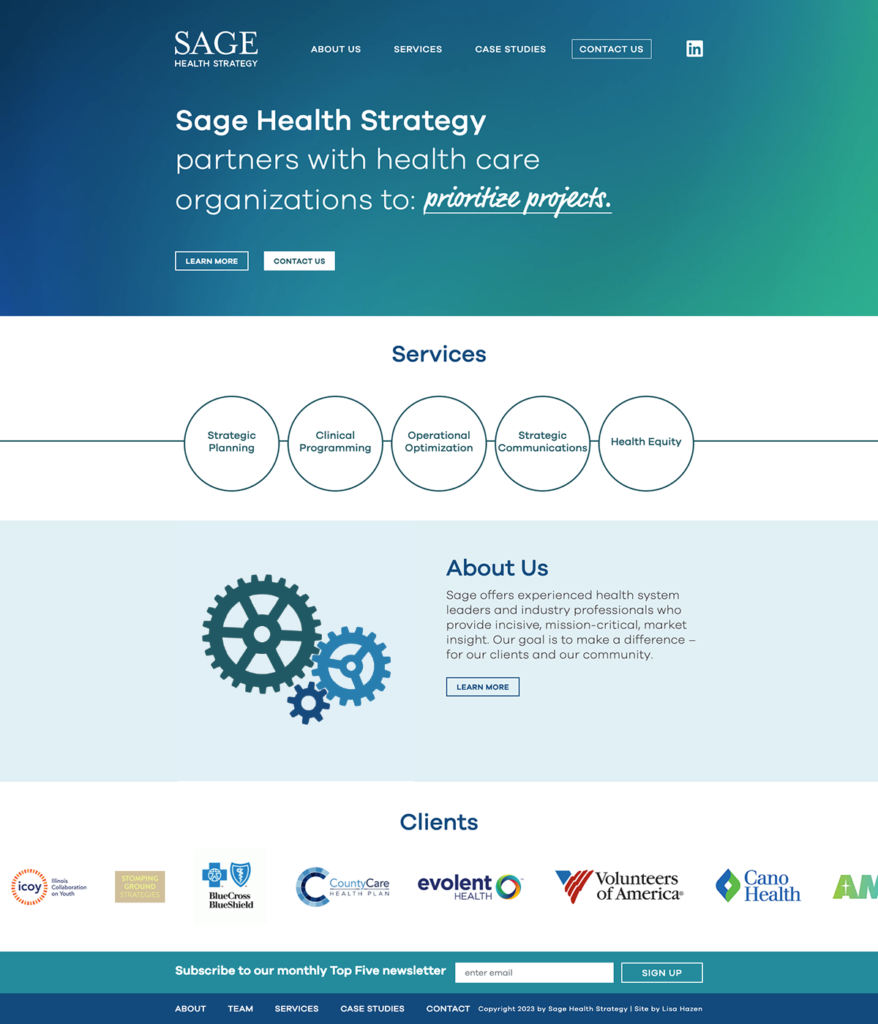 Sage Health Strategy website